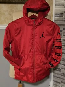 Nike Air Jordan Vintage Youth Jacket Puffer M 10/12 Red Hooded Red Logo - Picture 1 of 10