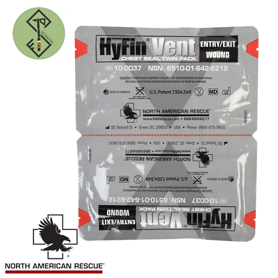 North American Rescue (NAR) HyFin Vent Chest Seal Twin Pack Exp. 2029.10.31