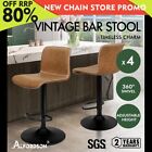 Alfordson 4x Bar Stools Remy Kitchen Gas Lift Swivel Chair Vintage Fabric