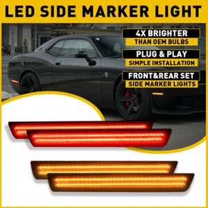 Smoke Lens Full LED Amber/Red Light Side Markers For 2015-22 Dodge Challenger - Picture 1 of 10
