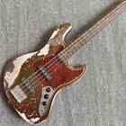 Brand New Rosewood 4 Strings Metallic Gold Vintage Finish Bass Electric Guitar