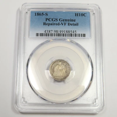 1865 S PCGS VF Detail - Silver Seated Half Dime H10C US Coin #49923A - Image 1 of 2