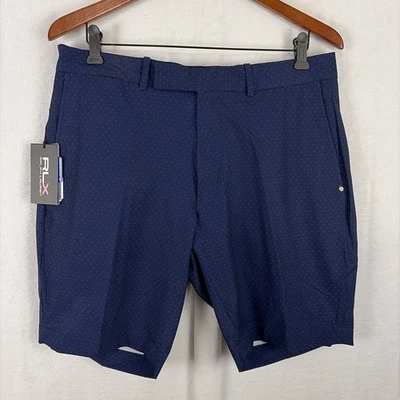 NUEVO Pantalones Cortos de Golf Ralph Lauren RLX Para Hombres 34 Ajuste A Medida Elastizados AOP Polka Nuevos con Etiquetas Foto 1 de 4