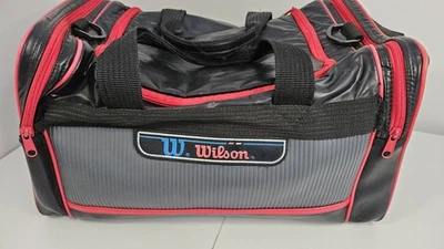 Vintage Wilson Red & Black Duffel Bag Gym Bag Tote Bag W/ Shoulder Strap 18"x10" - Image 1 of 4