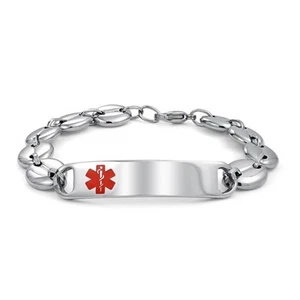 Medical ID Bracelet for Men - Marina Anchor Mariner Silver Tone Stainless Steel - Picture 1 of 5