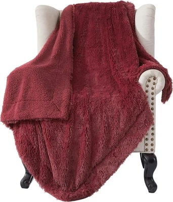 Bedsure GentleSoft Fluffy Burgundy Red Throw (50 x 60), 21-  - Image 1 of 4