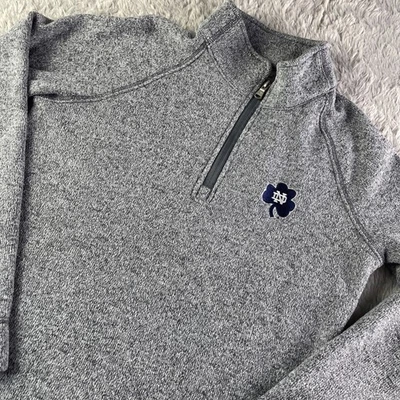 Notre Dame Fighting Irish Quarter 拉链毛衣女式中号灰色套衫学院风 — 第 1/4 张图片