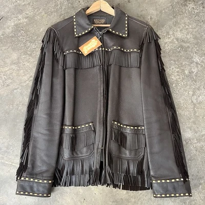 Chaqueta vintage con flecos de cuero de ciervo W.B place & Co talla 40 occidental de colección Foto 1 de 4