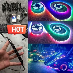 8PCS 2FT IP65 Flexible Tinted Smoked CHASING LEDs Light Strips for Slingsot NEW - Picture 1 of 16