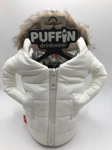 Puffin Drinkwear The Pahka White Winter Jacket Beverage Cooler Sleeve Medium M - Picture 1 of 5