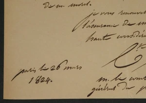 Philibert Curial - Autographed Letter Signed To Charles Yves Coëtlosquet 1824 - Picture 1 of 8