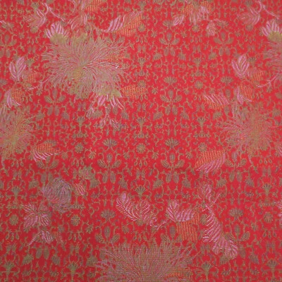 Fabric 3/8 Yard Cotton Quilt Material Red Brocade Like Print #749 - Image 1 of 3