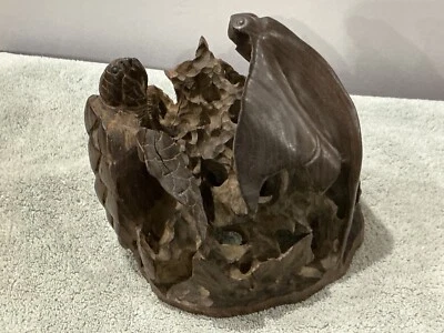 Escultura de tortuga marina Ironwood Ocean figura raya y pez tallado de colección RARA Foto 1 de 4