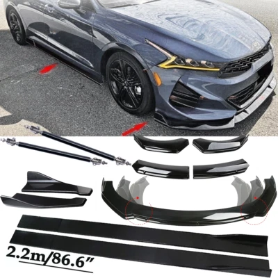 FOR KIA K5 2021-2024 Front Bumper Lip Spoiler Side Skirts Rear Glossy Black Foto 1 de 4