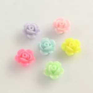 50 Flower Beads Spacer Beads Assorted Lot Acrylic Floral Jewelry Supplies Pastel - Picture 1 of 2