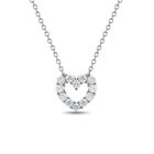 925 Sterling Silver Girl's 17" Bright Cubic Zirconia Open Heart Pendant Necklace