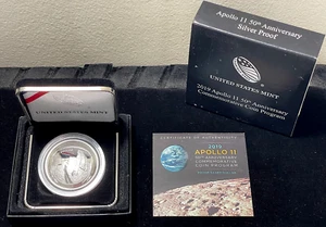2019-P Proof $1 Apollo 11 50th Anniversary Silver Dollar w/OGP & COA-(bin5030GT) - Picture 1 of 7