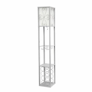 Simple Designs Floor Lamp Etagere Organizer Storage Shelf and Wine Rack with Lin - Picture 1 of 6