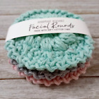 Crochet spa facial rounds scrubby pad reusable 3 pc handmade pink blue gray