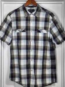 Daniel Cremieux Collection Mens M Shirt Gray Plaid Button Down Short Sleeve - Picture 1 of 6