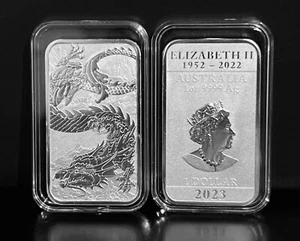 2023 Australian DRAGON Coin 1oz  9999 Fine Silver Coin Bar BU PERTH MINT - Picture 1 of 6