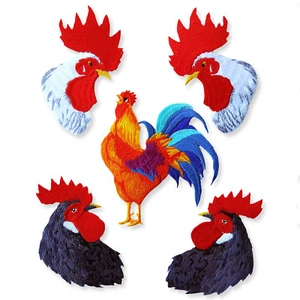 Chicken Cockerel Farm Birds Sew on Appliques Embroidered Pocket Patches Craft - Picture 1 of 7