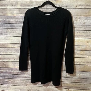 Express Tricot Vintage 90s Ribbed Sweater Tunic Womens Size XS Black - Picture 1 of 4