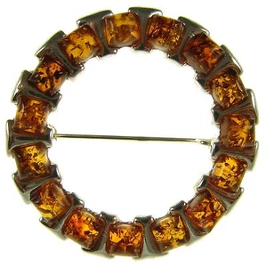BALTIC AMBER STERLING SILVER 925 LADIES BROOCH PIN JEWELLERY JEWELRY GIFT BOX - Picture 1 of 1