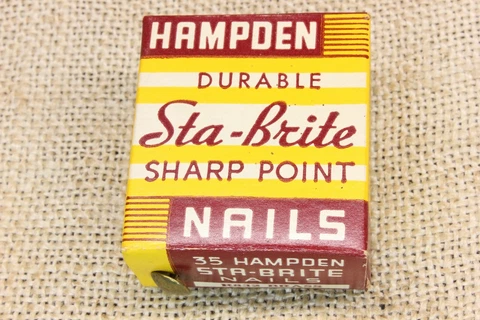 36 Old Brass Color Tacks 5/16” Diameter Domed Head Antique Vintage Nails 1 Box Cover