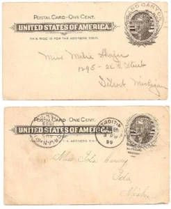 Two One Cent Jefferson Postal Cards One is From 1899 - Picture 1 of 1