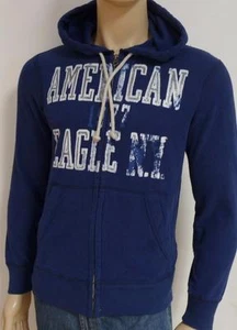 American Eagle Outfitters Para Hombres Azul NY Gráfico Sudadera con Capucha Chaqueta Nueva Con Etiquetas - Imagen 1 de 2