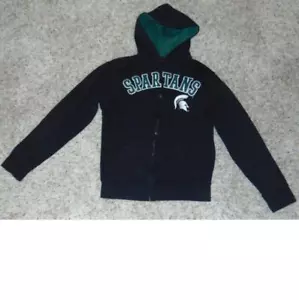 Michigan State Spartans Jacket NCAA MSU Black Football Zip Up Hooded Teen-sz XS - Picture 1 of 5
