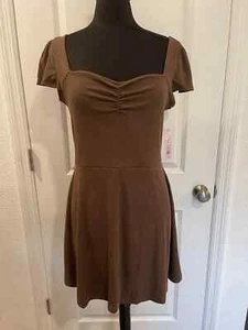 NWT Wild Fable Ribbed Fit & Flare Mini Dress Brown - Picture 1 of 7