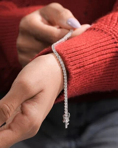 5.50 CT Round Lab Grown Diamond Tennis Bracelet 14KT White Gold For Anniversary - Picture 1 of 10