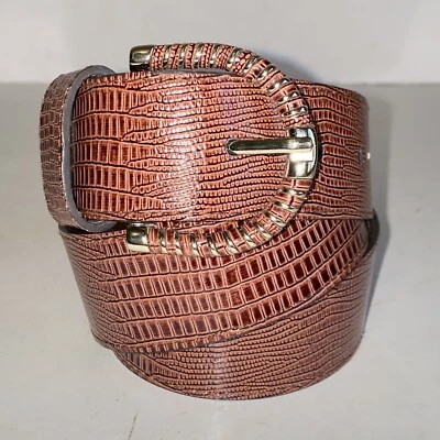 Cinturón Nine West Marrón Reptil Repujado con Hebilla Decorativa Dorada Para Mujer Talla M Foto 1 de 4