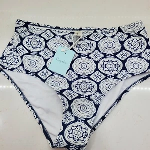 Cupshe Swim Bikini Bottoms Womens Size Large Navy Print Fully Lined Full Cover - Picture 1 of 24