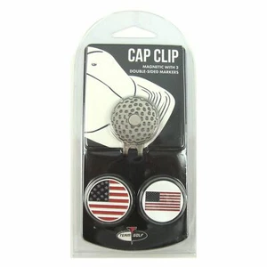 United States (US) American Flag Golfer's Hat Clip with 2 USA Golf Ball Markers - Picture 1 of 3