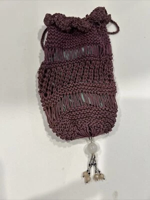 Cartera de muñeca vintage con solapa decorativa cuentas de vidrio ganchillo cordón con cuentas Foto 1 de 4