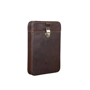 Humidor per sigari in vera pelle di lusso portasigari portatili a conchiglia da viaggio - Foto 1 di 9