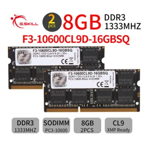 G.SKILL 16GB Kit 2x 8GB DDR3 1333MHz PC3-10600S 204Pin sodimm Laptop Memory RAM - Picture 1 of 8