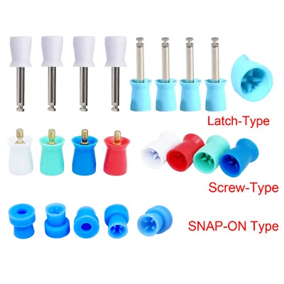 Dental Prophy Prophylaxis Polishing Rubber Cups Webbed Screw-in Snap on Latch - Image 1 of 4