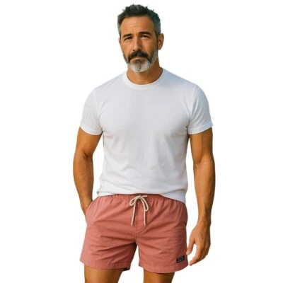 Von Zipper Swim Shorts Men Size 30 Pink Drawstring Pockets - image 1 of 4