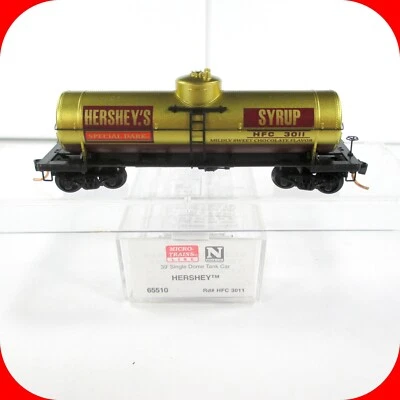 N Scale ***HERSHEY'S CHOCOLATE*** 39' Tank Car, HFC 3011 ---- MICRO TRAINS 65510 - Image 1 of 4