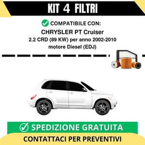 Kit 4 Filtri Tagliando per CHRYSLER PT Cruiser 2.2 CRD 89 kw Diesel 2002-2010 - Imagen 1 de 2