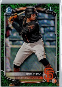 2025 Bowman - Chrome Prospects Onil Perez  Green Grass Refractor /99 (RC) - Picture 1 of 2