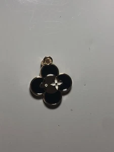 LOUIS VUITTON pendant Brass & gold charm / zip Pull Flower Motif Enamel LV - Picture 1 of 2