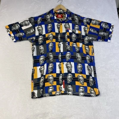 VTG 2000 Ecko Complex x Marvel Men's Large Silver Surfer AOP SS Button Up Shirt - Image 1 of 4
