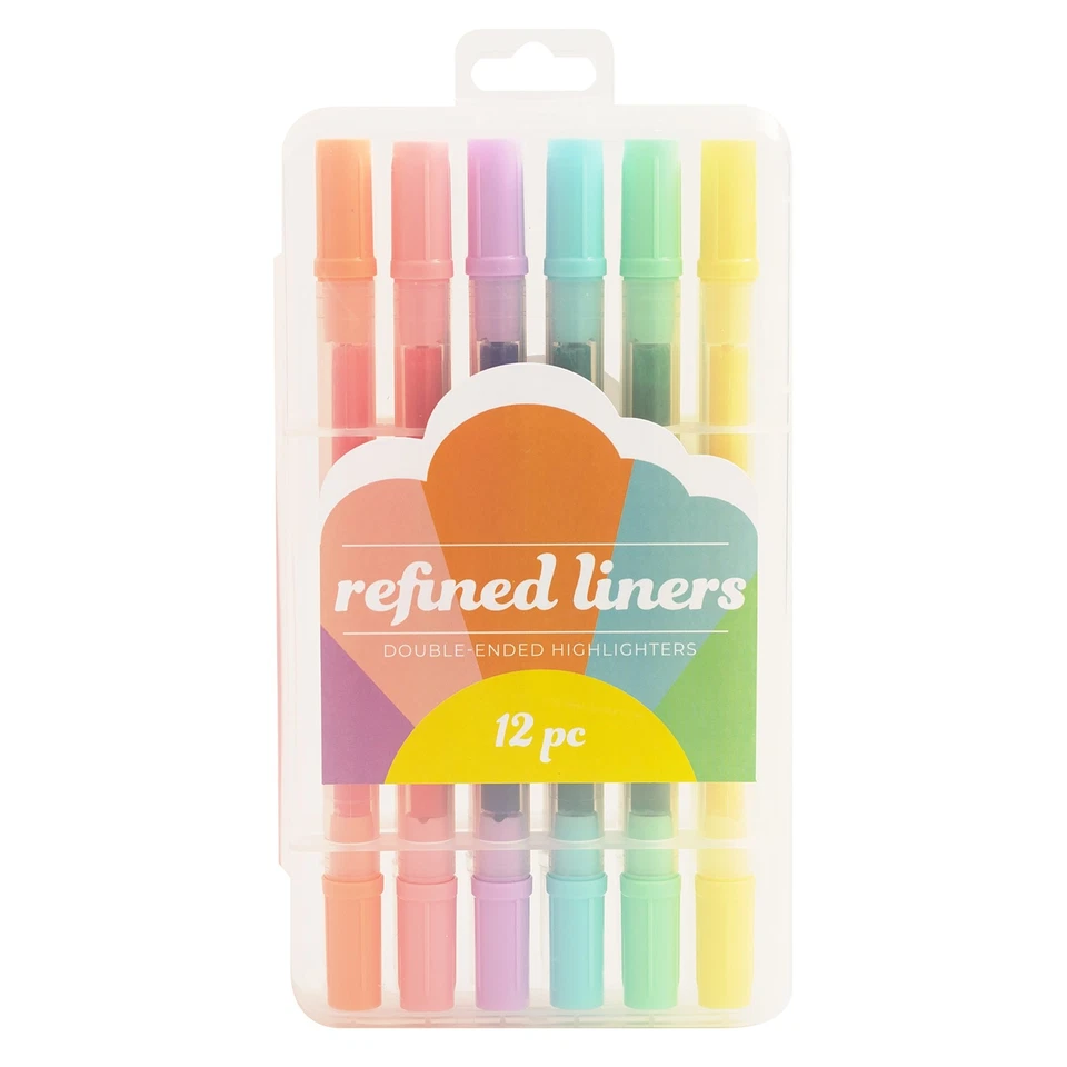 American Crafts Double Ended Highlighters 12/Pkg-Refined Liners - Image 1 of 1