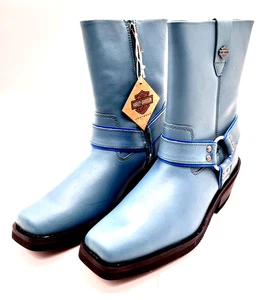 Harley Davidson Women's Blue Korsen Harness Motorcycle Boots Size 9.5 - Picture 1 of 8