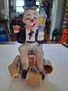 Vintage Clown Decanter With Cups Made In Japan Missing One Cup 10.5" Tall - Picture 1 of 13